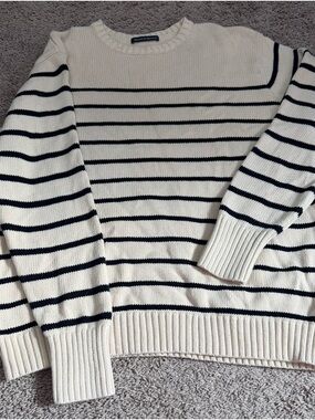 Brandy Melville Cream Sweater with Black Stripes